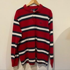 Chaps Men’s Long Sleeve T Shirt. Size Large. Red White Stripes